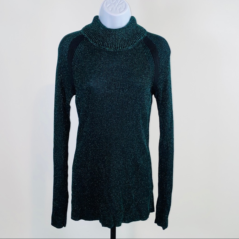 H&M Studio A/W 2015 Exclusive Collection Green Metallic Ribbed Sweater Size